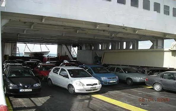 Deck loaded with cars